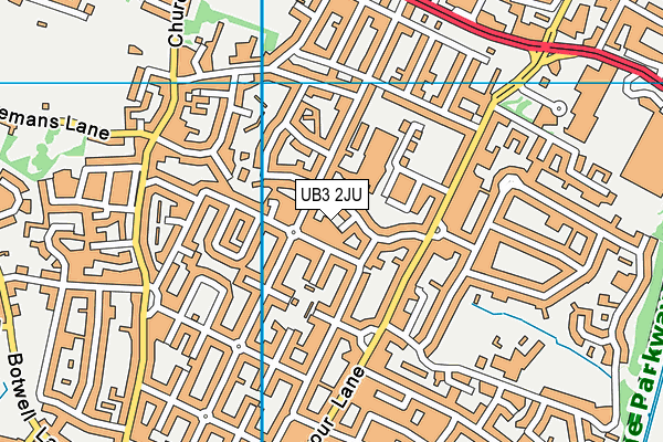 UB3 2JU map - OS VectorMap District (Ordnance Survey)