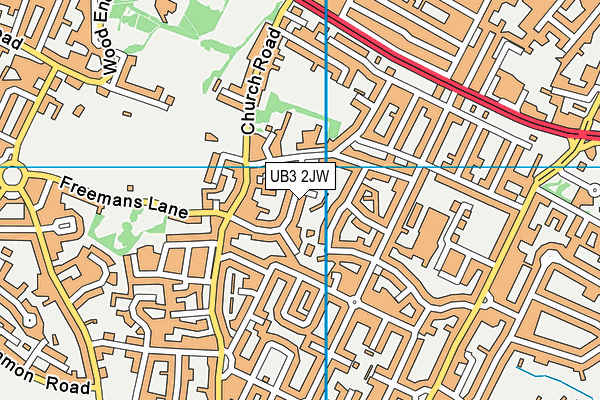 UB3 2JW map - OS VectorMap District (Ordnance Survey)