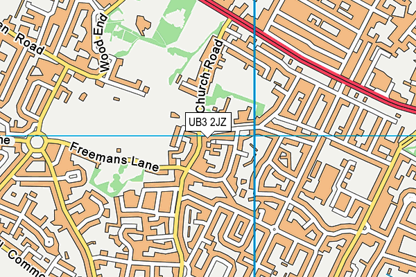 UB3 2JZ map - OS VectorMap District (Ordnance Survey)