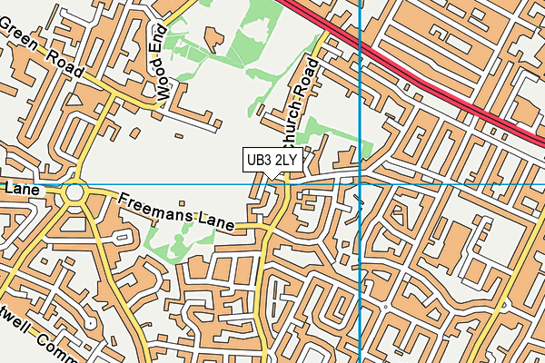 UB3 2LY map - OS VectorMap District (Ordnance Survey)