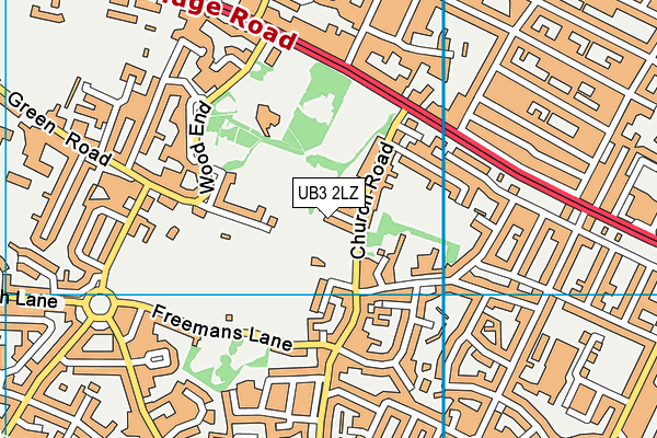 UB3 2LZ map - OS VectorMap District (Ordnance Survey)