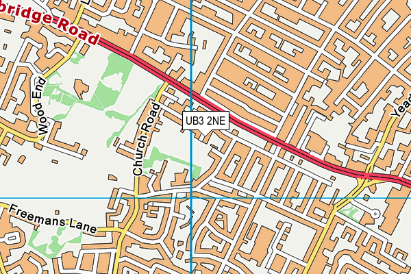 UB3 2NE map - OS VectorMap District (Ordnance Survey)