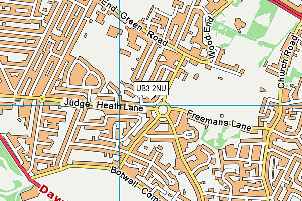 UB3 2NU map - OS VectorMap District (Ordnance Survey)