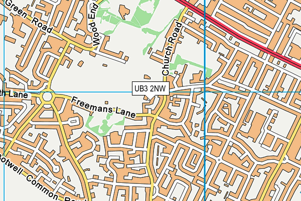 UB3 2NW map - OS VectorMap District (Ordnance Survey)