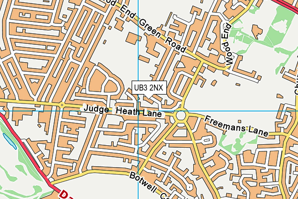 UB3 2NX map - OS VectorMap District (Ordnance Survey)