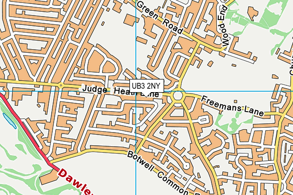UB3 2NY map - OS VectorMap District (Ordnance Survey)