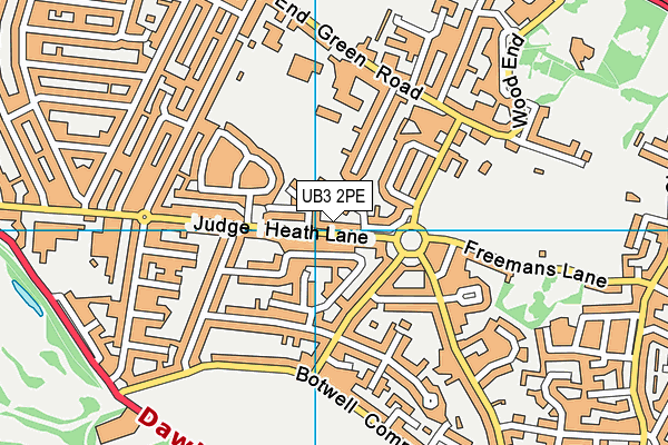 UB3 2PE map - OS VectorMap District (Ordnance Survey)