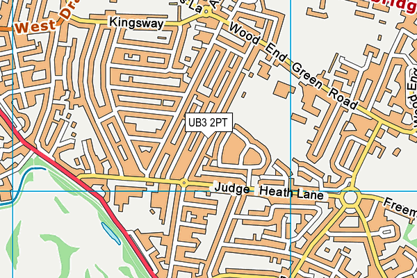UB3 2PT map - OS VectorMap District (Ordnance Survey)
