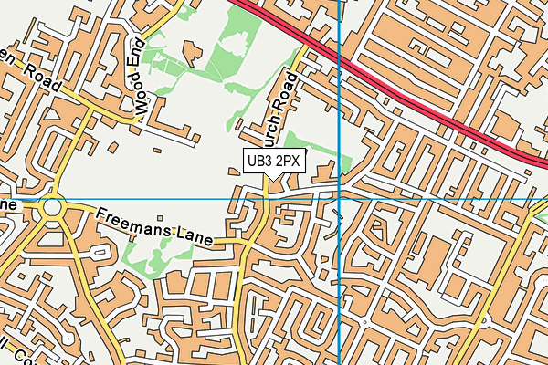 UB3 2PX map - OS VectorMap District (Ordnance Survey)