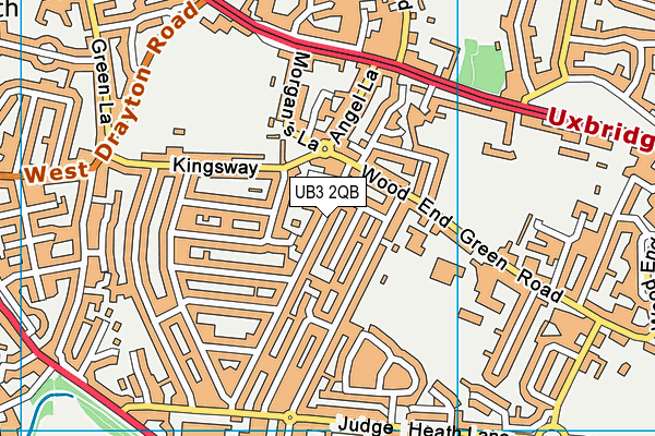 UB3 2QB map - OS VectorMap District (Ordnance Survey)