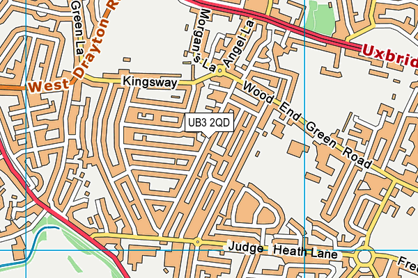 UB3 2QD map - OS VectorMap District (Ordnance Survey)
