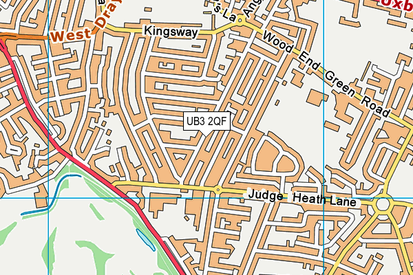 UB3 2QF map - OS VectorMap District (Ordnance Survey)