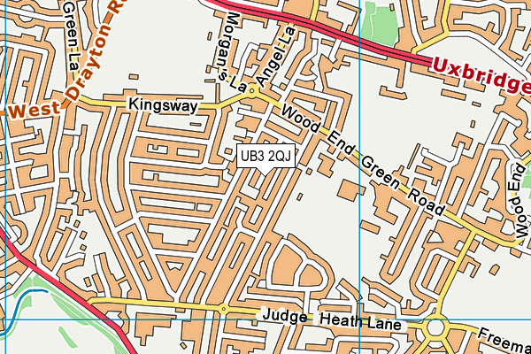 UB3 2QJ map - OS VectorMap District (Ordnance Survey)