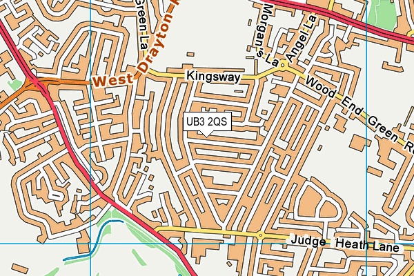 UB3 2QS map - OS VectorMap District (Ordnance Survey)