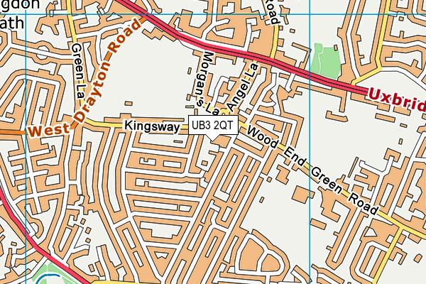 UB3 2QT map - OS VectorMap District (Ordnance Survey)