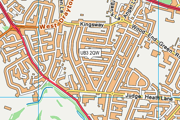 UB3 2QW map - OS VectorMap District (Ordnance Survey)