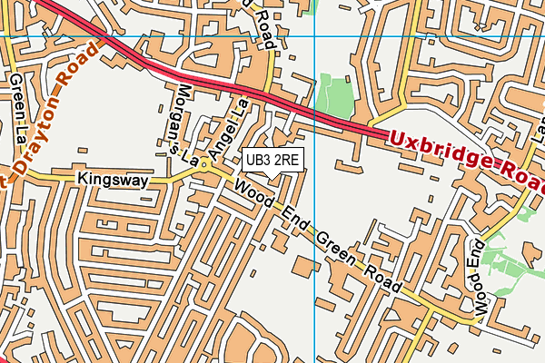 UB3 2RE map - OS VectorMap District (Ordnance Survey)