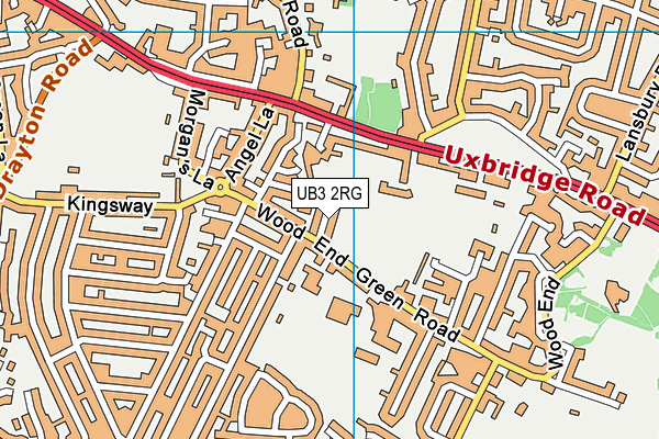 UB3 2RG map - OS VectorMap District (Ordnance Survey)