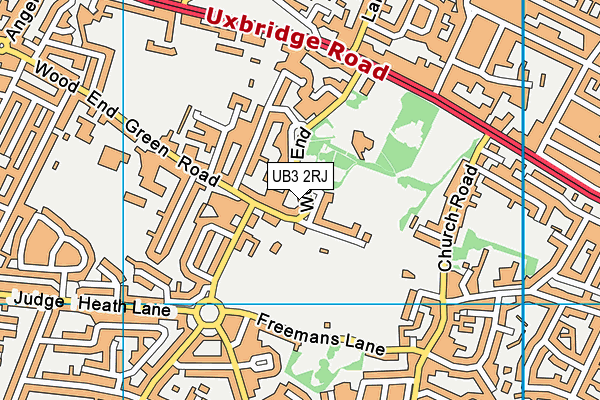 UB3 2RJ map - OS VectorMap District (Ordnance Survey)