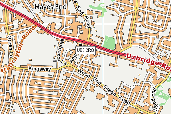 UB3 2RQ map - OS VectorMap District (Ordnance Survey)