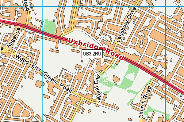 UB3 2RU map - OS VectorMap District (Ordnance Survey)