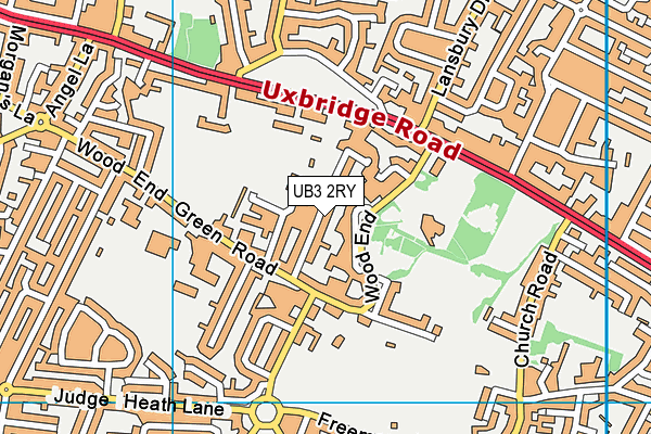 UB3 2RY map - OS VectorMap District (Ordnance Survey)
