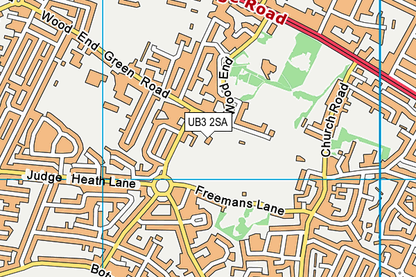 UB3 2SA map - OS VectorMap District (Ordnance Survey)