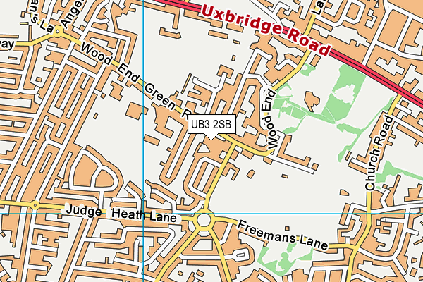 UB3 2SB map - OS VectorMap District (Ordnance Survey)
