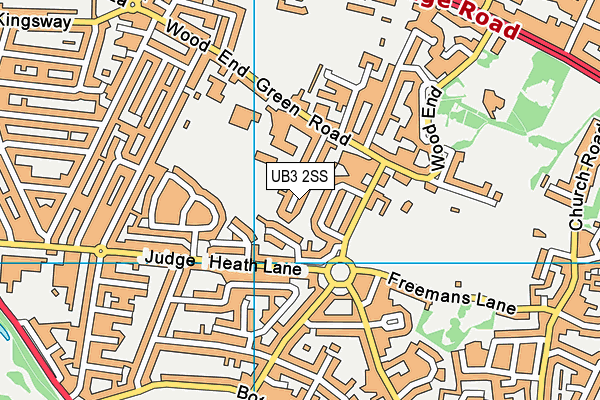 UB3 2SS map - OS VectorMap District (Ordnance Survey)