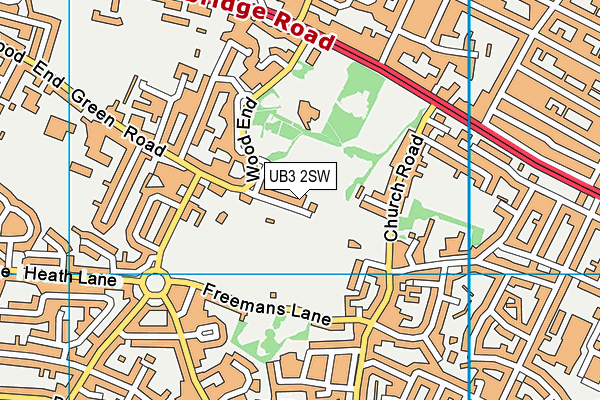 UB3 2SW map - OS VectorMap District (Ordnance Survey)