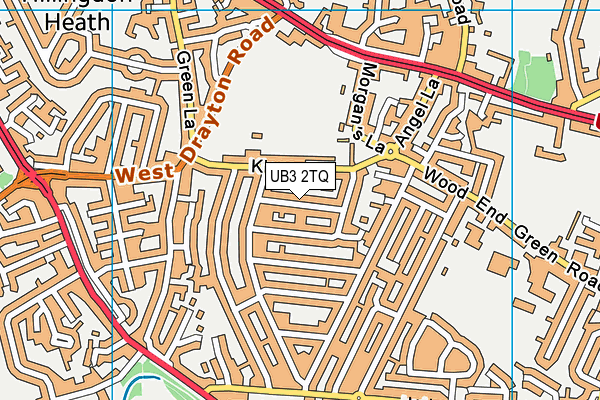 UB3 2TQ map - OS VectorMap District (Ordnance Survey)