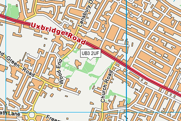 UB3 2UF map - OS VectorMap District (Ordnance Survey)