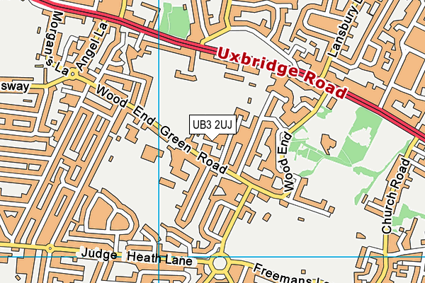 UB3 2UJ map - OS VectorMap District (Ordnance Survey)