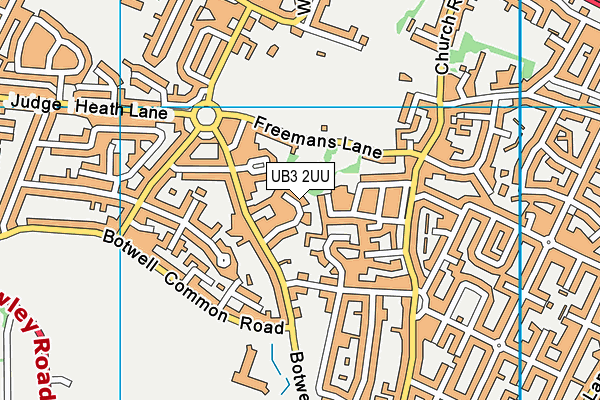 UB3 2UU map - OS VectorMap District (Ordnance Survey)