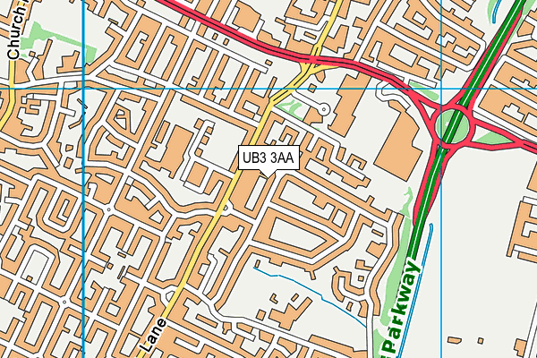 UB3 3AA map - OS VectorMap District (Ordnance Survey)
