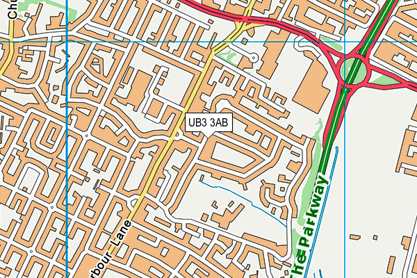 UB3 3AB map - OS VectorMap District (Ordnance Survey)