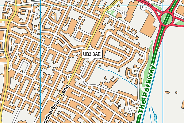 UB3 3AE map - OS VectorMap District (Ordnance Survey)