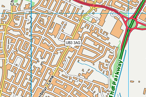 UB3 3AG map - OS VectorMap District (Ordnance Survey)