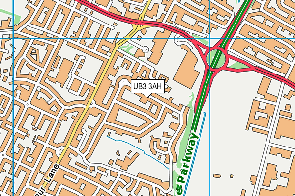 UB3 3AH map - OS VectorMap District (Ordnance Survey)