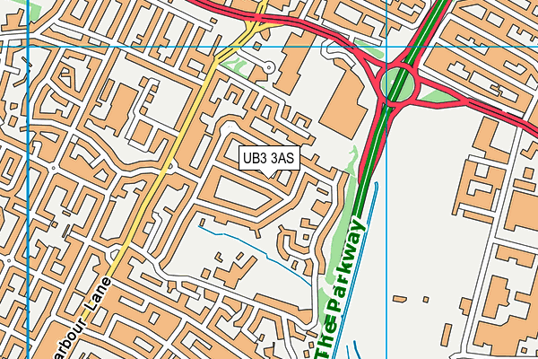 UB3 3AS map - OS VectorMap District (Ordnance Survey)