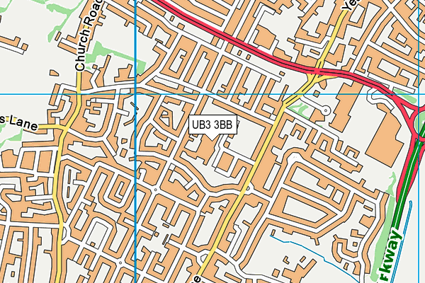 UB3 3BB map - OS VectorMap District (Ordnance Survey)
