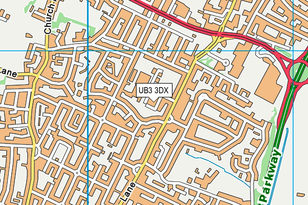 UB3 3DX map - OS VectorMap District (Ordnance Survey)