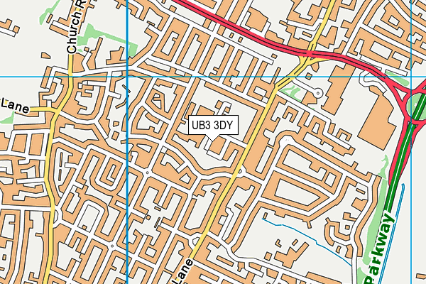 UB3 3DY map - OS VectorMap District (Ordnance Survey)