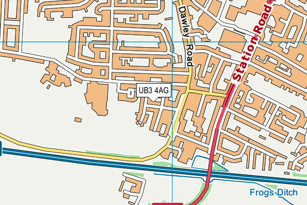 UB3 4AG map - OS VectorMap District (Ordnance Survey)