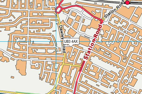 UB3 4AX map - OS VectorMap District (Ordnance Survey)