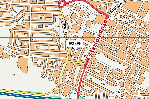 UB3 4BN map - OS VectorMap District (Ordnance Survey)