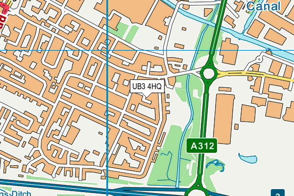 UB3 4HQ map - OS VectorMap District (Ordnance Survey)