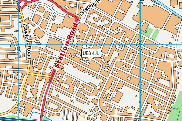UB3 4JL map - OS VectorMap District (Ordnance Survey)
