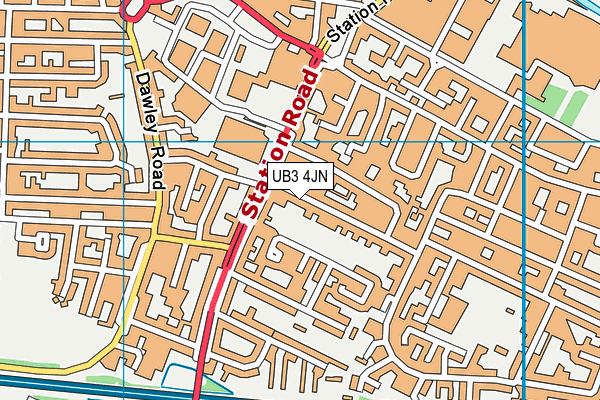 UB3 4JN map - OS VectorMap District (Ordnance Survey)