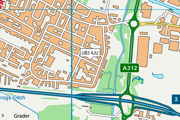 UB3 4JU map - OS VectorMap District (Ordnance Survey)